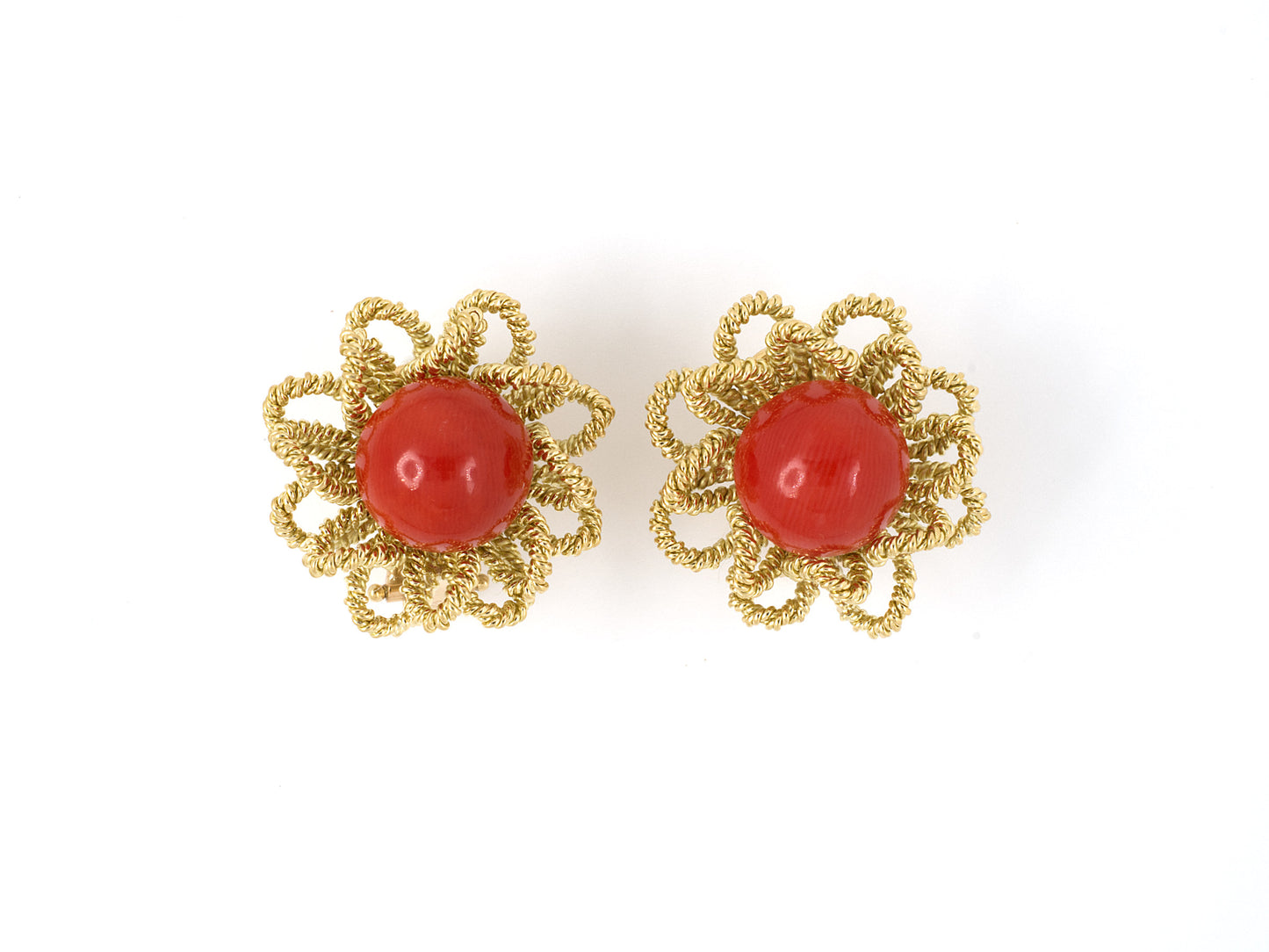 54149 - Gold Coral Hand Twisted Rope Wire Earrings