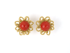 54149 - Gold Coral Hand Twisted Rope Wire Earrings