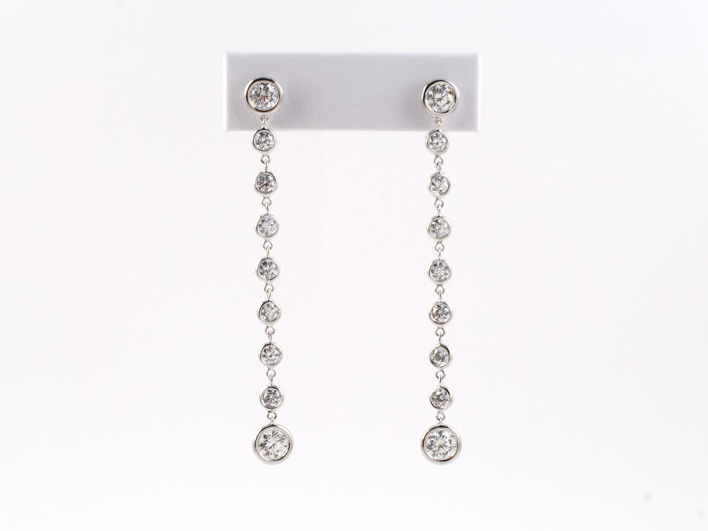 54165 - SOLD - Gold Diamond By The Yard Stiletto Dangle Drop Earrings