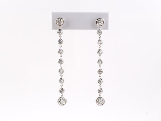 54165 - SOLD - Gold Diamond By The Yard Stiletto Dangle Drop Earrings