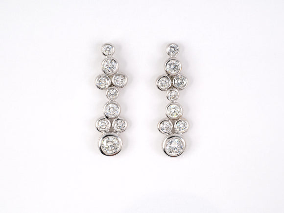 54167 - Gold Diamond Bezel Tube Set Dangle Drop Earrings