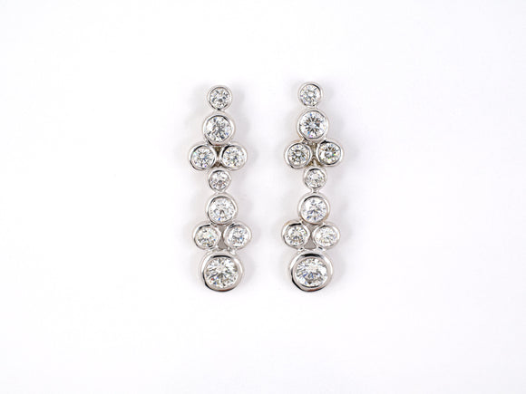 54168 - Gold Diamond Bezel Tube Set Dangle Drop Earrings