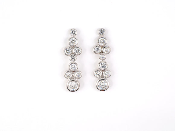 54169 - Gold Diamond Bezel Tube Set Dangle Drop Earrings