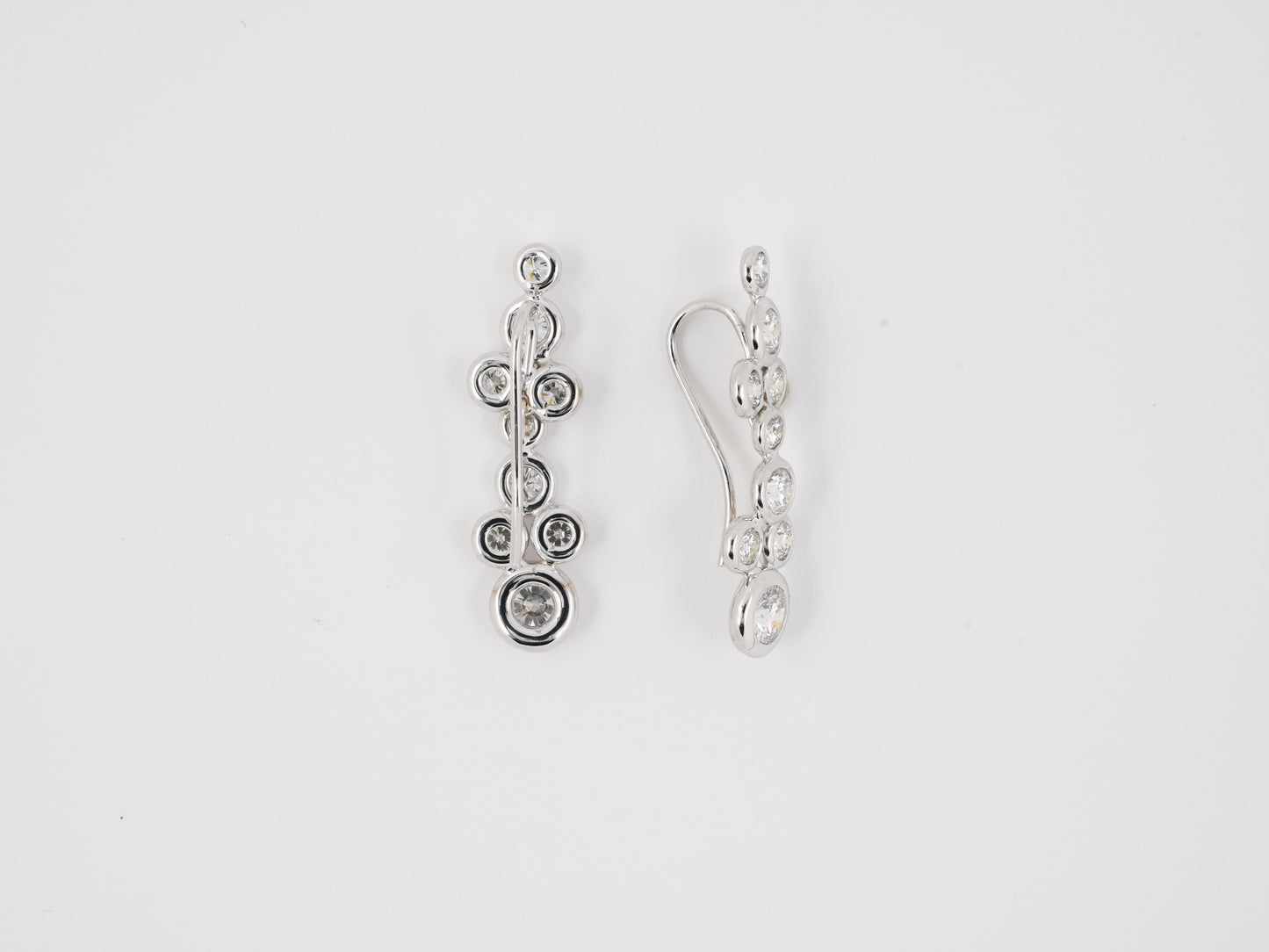 54169 - Gold Diamond Bezel Tube Set Dangle Drop Earrings