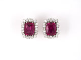 54175 - Circa 1950 Gold Platinum Rubellite Diamond Alternating Round And Baguette Cluster Earrings