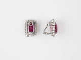 54175 - Circa 1950 Gold Platinum Rubellite Diamond Alternating Round And Baguette Cluster Earrings