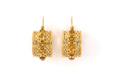 54184 - Circa 1950S Gold Citrine Twisted Rope Border Earrings