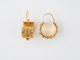 54184 - Circa 1950S Gold Citrine Twisted Rope Border Earrings