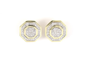 54194 - Gold Diamond Octagonal Shaped Cluster Earrings