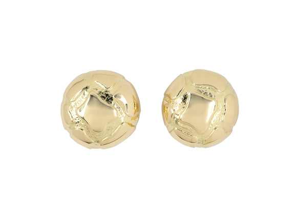 54196 - Italy Gold Carved Hammered Domed Earrings