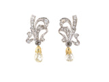 54210 - Edwardian Platinum Gold Diamond Ribbon Briolette Drop Earrings