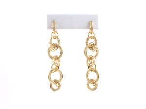 54220 - Gold Pave Set Diamond Ring Dangle Drop Earrings