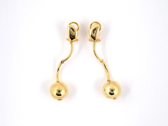 54222 - Manfredi Gold Hollow Ball Bubble Motif Earrings