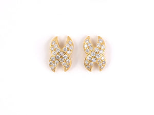 54234 - Gold Diamond Pave Set X Earrings