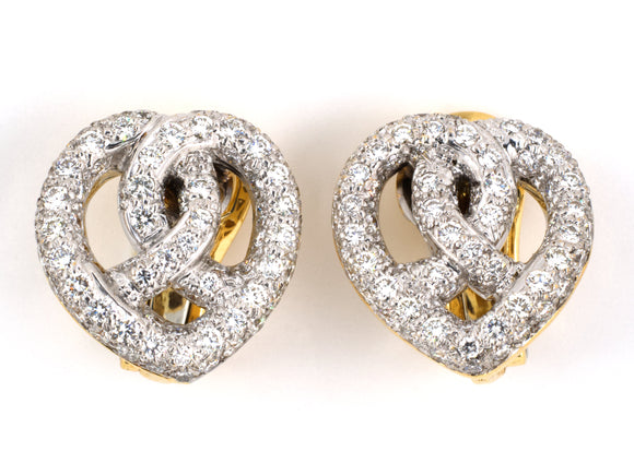 55603 - Gold Diamond Pretzel Earrings