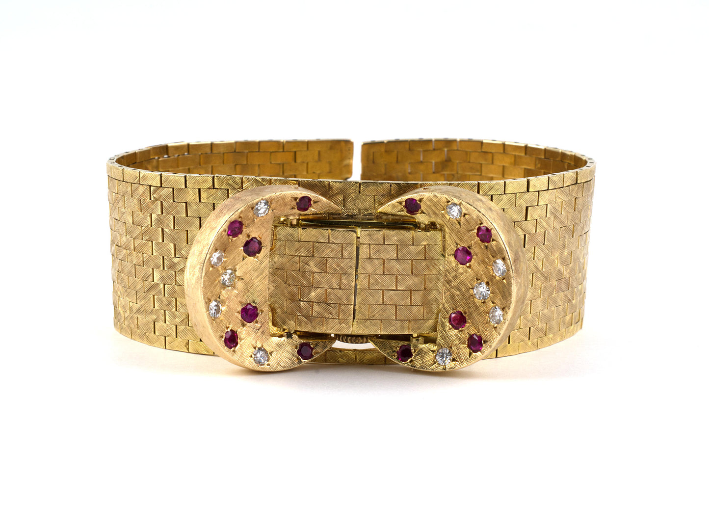 60221 - SOLD - Circa 1950 Gold Diamond Ruby Covered Watch