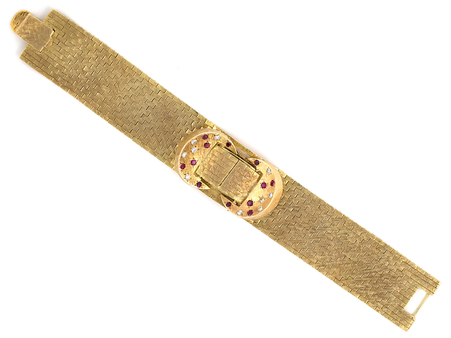 60221 - SOLD - Circa 1950 Gold Diamond Ruby Covered Watch