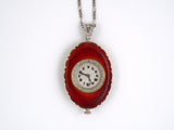 60509 - Edwardian Agassiz Platinum Gold Enamel Diamond Pendant Watch Necklace