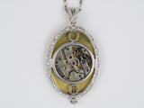 60509 - Edwardian Agassiz Platinum Gold Enamel Diamond Pendant Watch Necklace