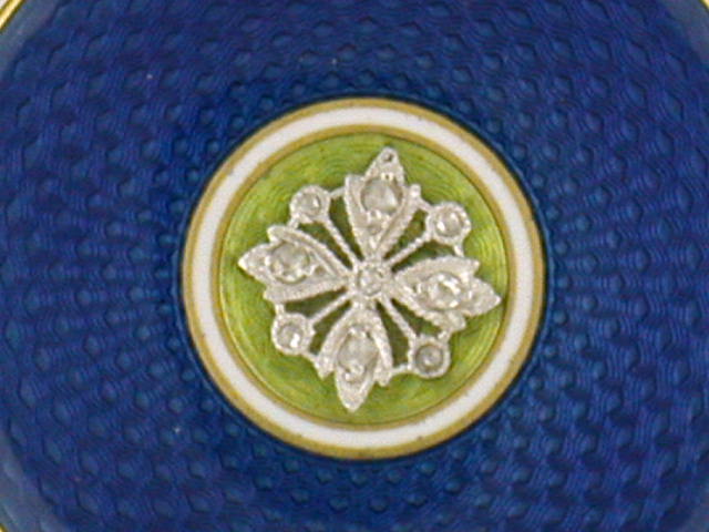 60511 - Platinum 18k Yg Blue,green,white Enamel With Dia Bezel, Bail & Floral Overlay J. Chaumet Made In France Round Chatelaine Watch