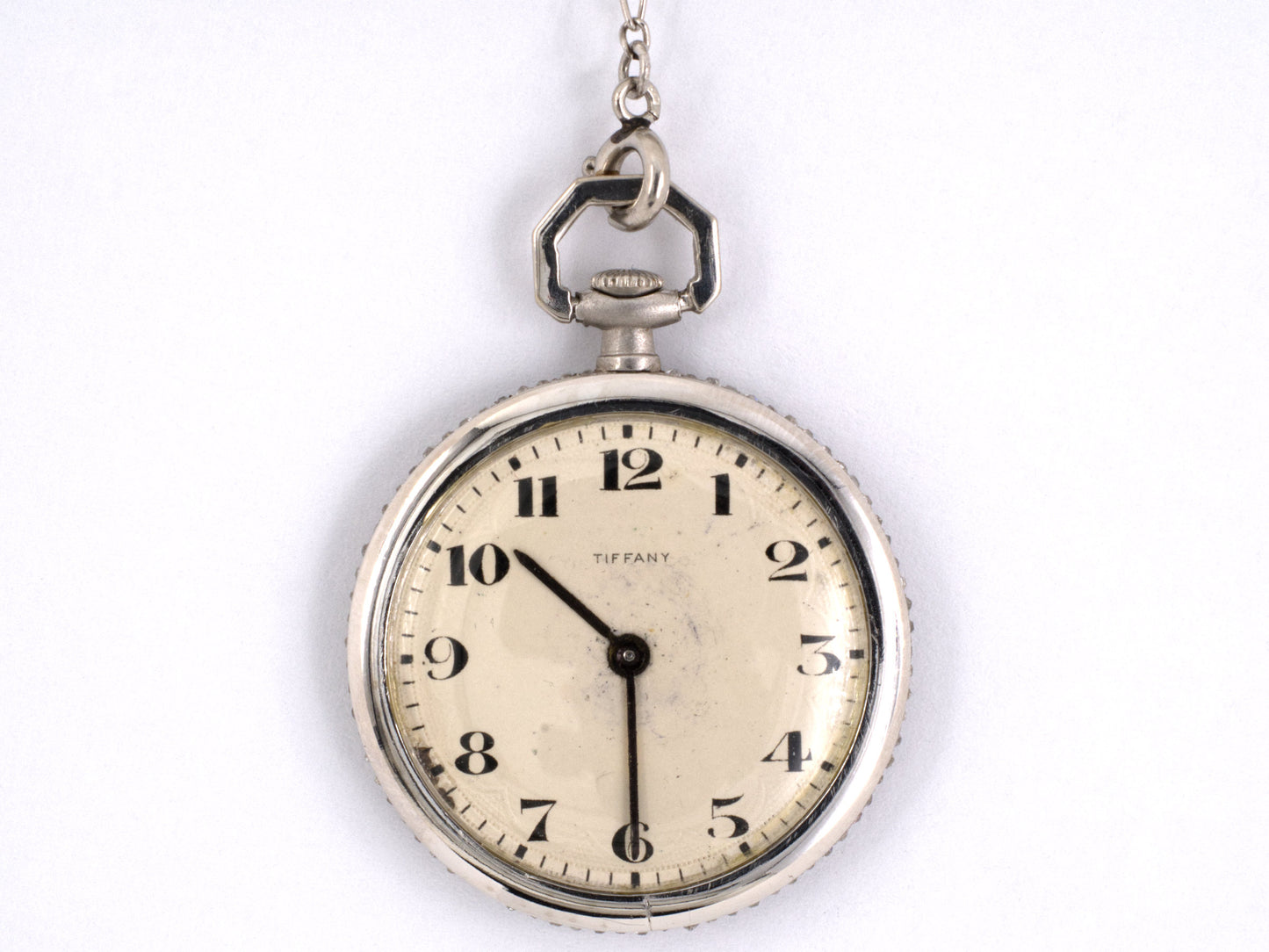60512 - Circa 1915 Tiffany Platinum Diamond Flower Leaf Round Pendant Watch