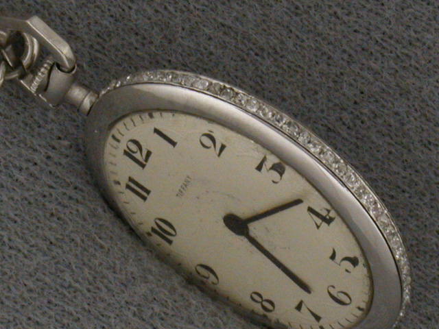 60512 - Circa 1915 Tiffany Platinum Diamond Flower Leaf Round Pendant Watch