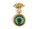 60606 - Art Nouveau Gold Demantoid Diamond Enamel Open Face Pendant Watch Pin