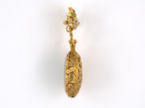 60606 - Art Nouveau Gold Demantoid Diamond Enamel Open Face Pendant Watch Pin
