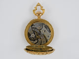 60606 - Art Nouveau Gold Demantoid Diamond Enamel Open Face Pendant Watch Pin