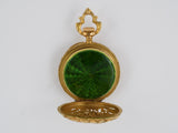 60606 - Art Nouveau Gold Demantoid Diamond Enamel Open Face Pendant Watch Pin