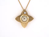 60698 - Circa1950 Gold Diamond Pendant Watch Necklace