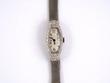 60739 - Art Deco Circa 1924 H W Wheeler Platinum Diamond Chased Watch