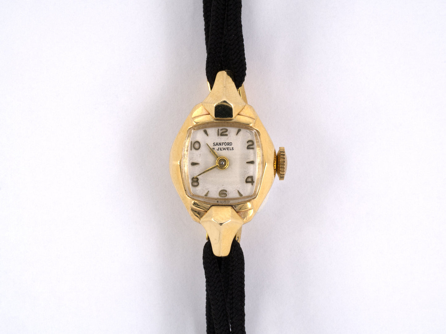 60953 - Circa1950s Gold Swiss Watch Black Cord Attachment