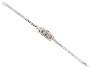 60995 - Circa 1950 Emerson Platinum Diamond Rectangle Watch