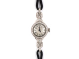 61002 - Circa 1935 Hamilton Katz Ogush Platinum Diamond Black Cord Watch