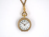 61054 - Victorian Gold1/2 Pearl Diamond Chatelaine Pendant Watch