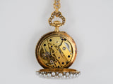 61054 - Victorian Gold1/2 Pearl Diamond Chatelaine Pendant Watch