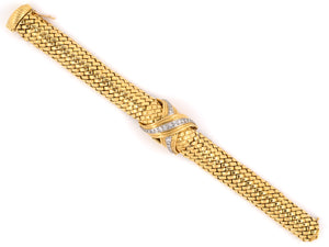 61193 - Circa 1960 Gubelin Gold Platinum Diamond Mesh Bracelet Watch