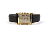 61206 - Circa1952 Bulova Gold Watch Black Leather Strap
