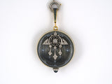 61256 - Edwardian J E Caldwell Platinum Gold Diamond Enamel Pendant Watch