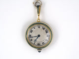 61256 - Edwardian J E Caldwell Platinum Gold Diamond Enamel Pendant Watch