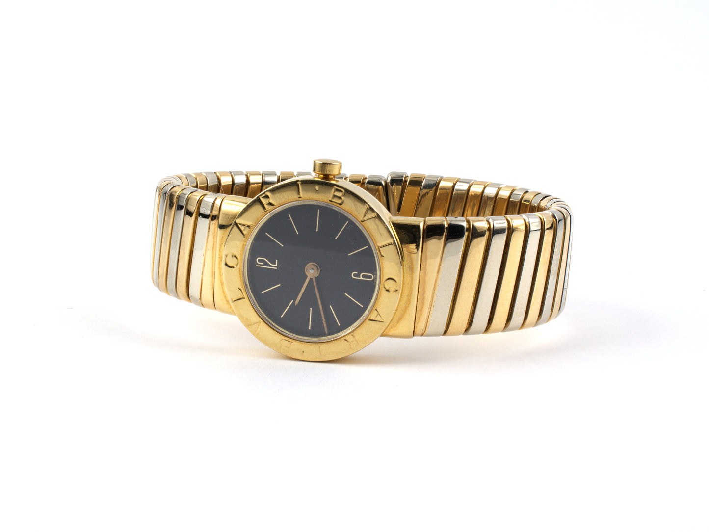 61283 - SOLD - Circa1994 Bulgari Gold Tubogas Quartz Round Watch