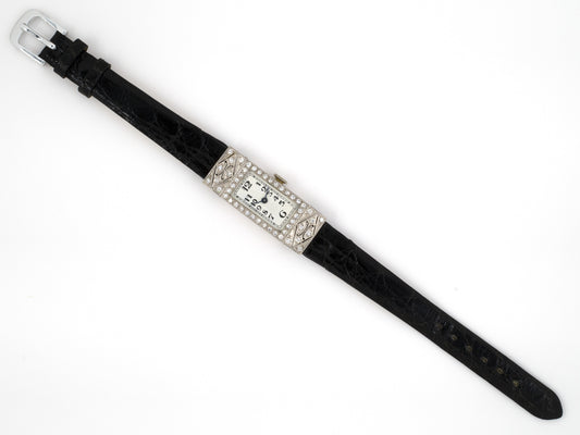 61294 - SOLD - Art Deco Audiguet Platinum Diamond Rectangle Watch