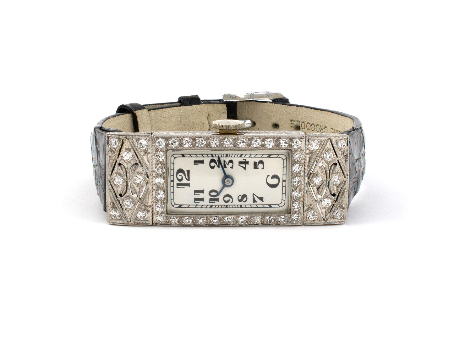 61294 - SOLD - Art Deco Audiguet Platinum Diamond Rectangle Watch