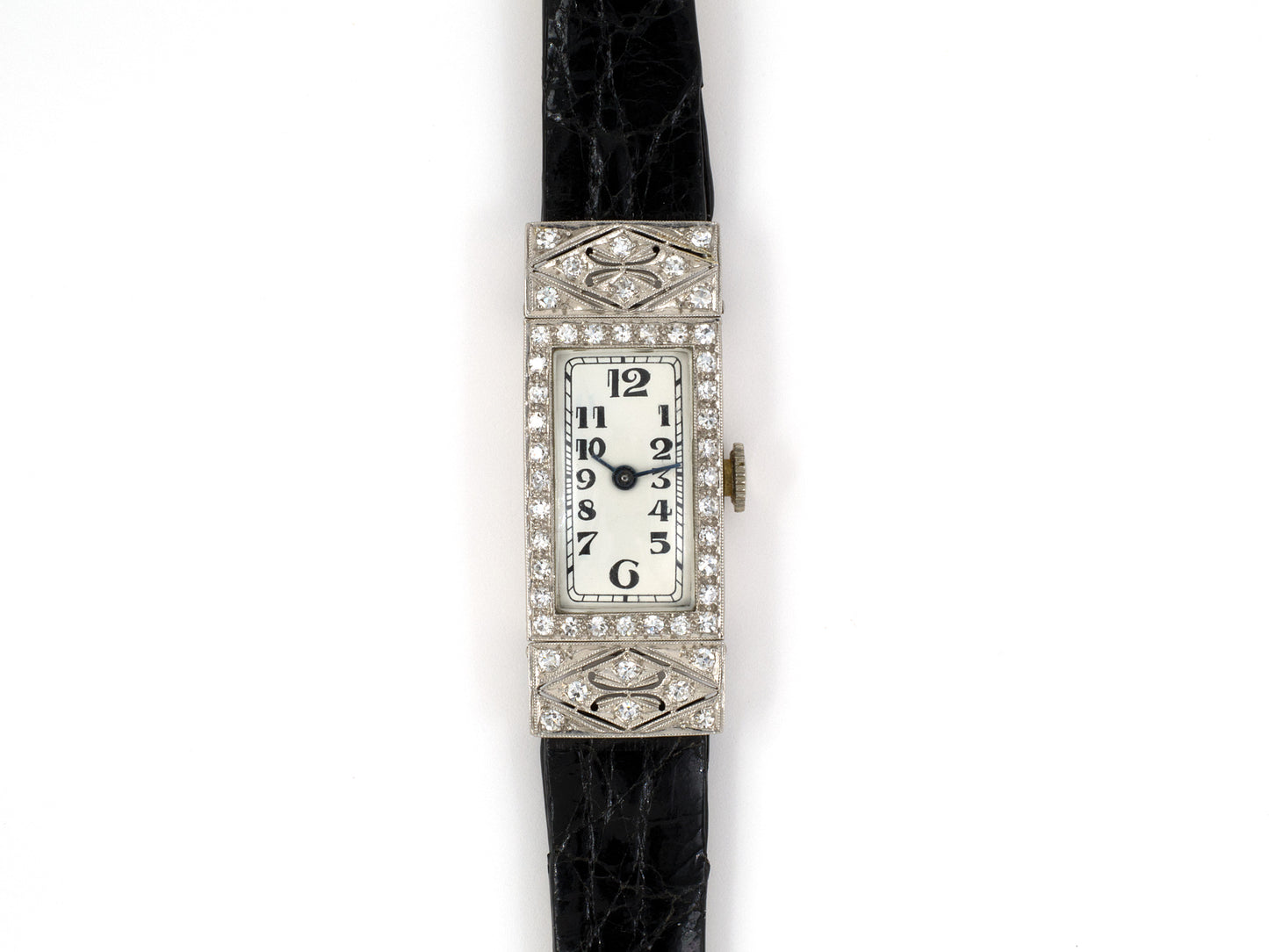 61294 - SOLD - Art Deco Audiguet Platinum Diamond Rectangle Watch