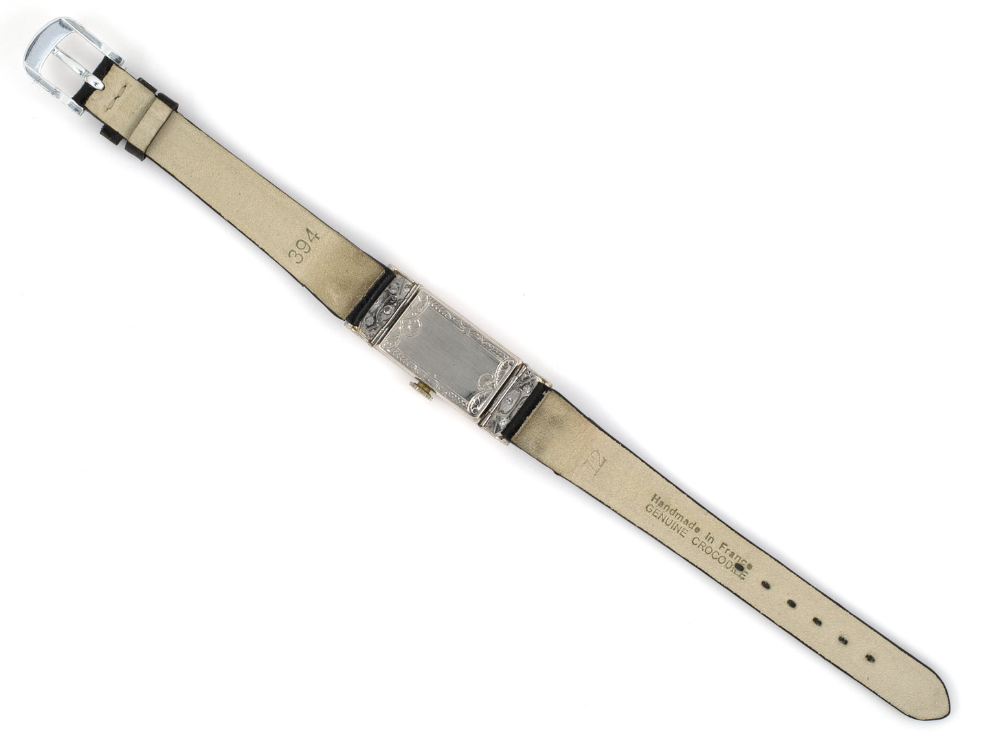 61294 - SOLD - Art Deco Audiguet Platinum Diamond Rectangle Watch