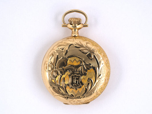 61304 - SOLD - Circa 1907 Gold Waltham Hunting Case Pendant Pocket Watch