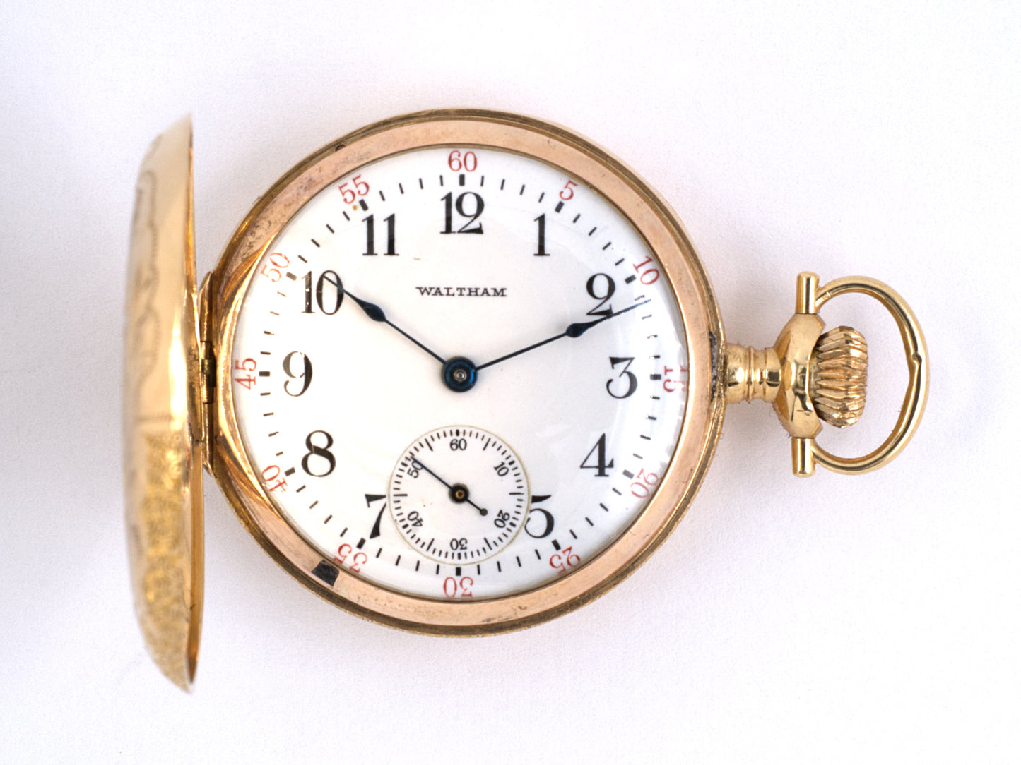 61304 - SOLD - Circa 1907 Gold Waltham Hunting Case Pendant Pocket Watch