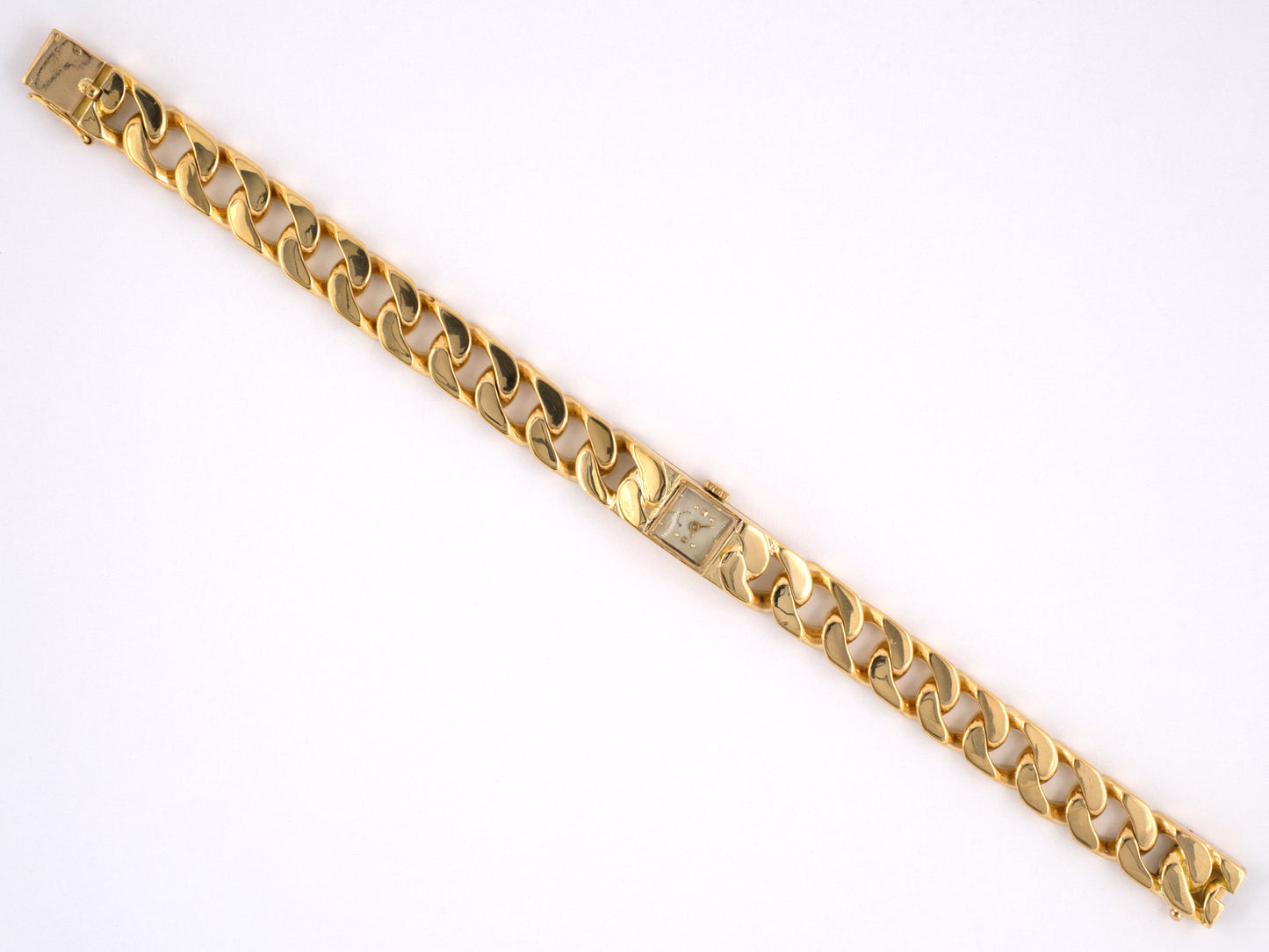 61311 - Circa 1950 Brock & Co Gold French Curb Link Watch