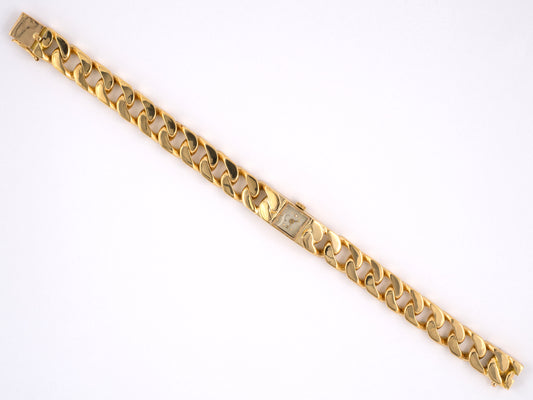 61311 - Circa 1950 Brock & Co Gold French Curb Link Watch